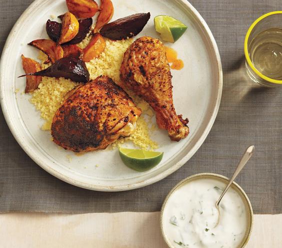 Roasted Chicken and Beets With Couscous and Yogurt Sauce