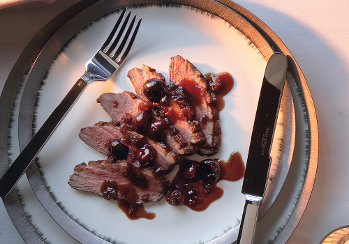 Seared Duck Breast with Cherries and Port Sauce