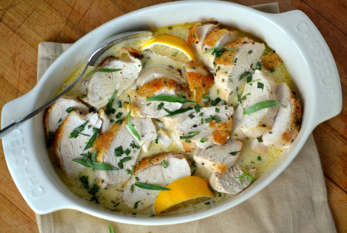 Roast Chicken Breasts with Tarragon and Mustard Sauce