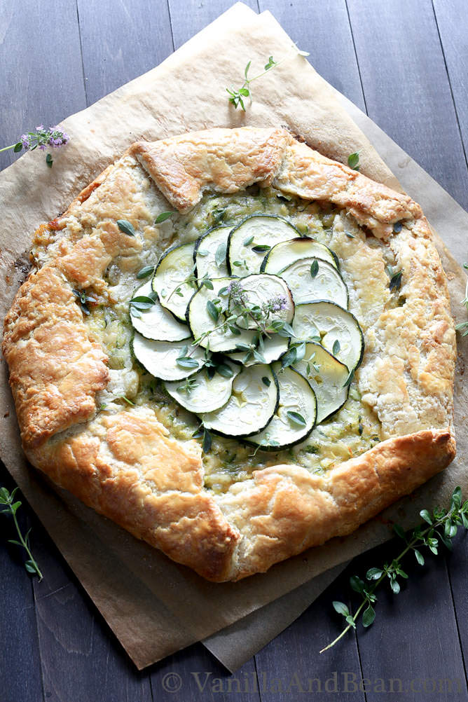 Zucchini and Caramelized Onion Galette with Gruyere