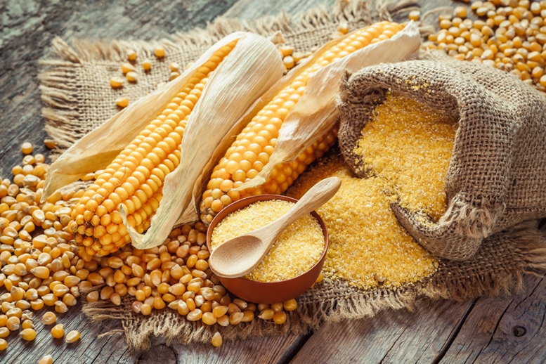 Corn groats and seeds