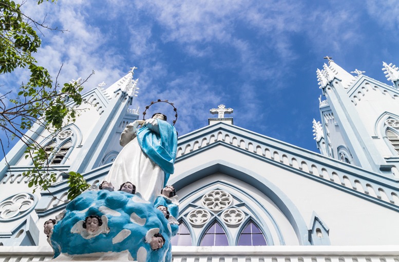 Immaculate Concepcion Cathedral in Puerto Princesa, the main city in the Palawan island of the Philippines. This is an heritage from Spanish colonialism.