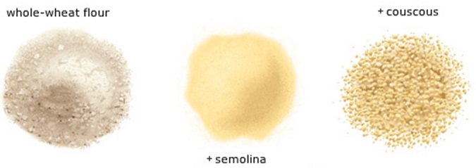 Semolina flour and couscous.