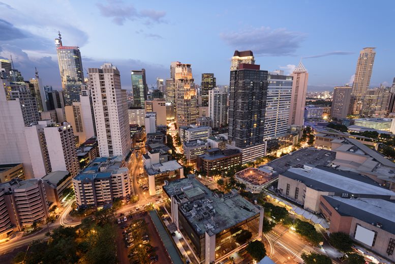 night view of Makati, the business district of Metro Manila.